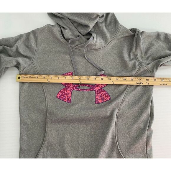Under Armour Storm Coldgear Hoodie Women's Small Semi-Fitted Gray Pink Athletic - Picture 5 of 8